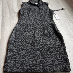 Chic Black Patterned Midi Dress